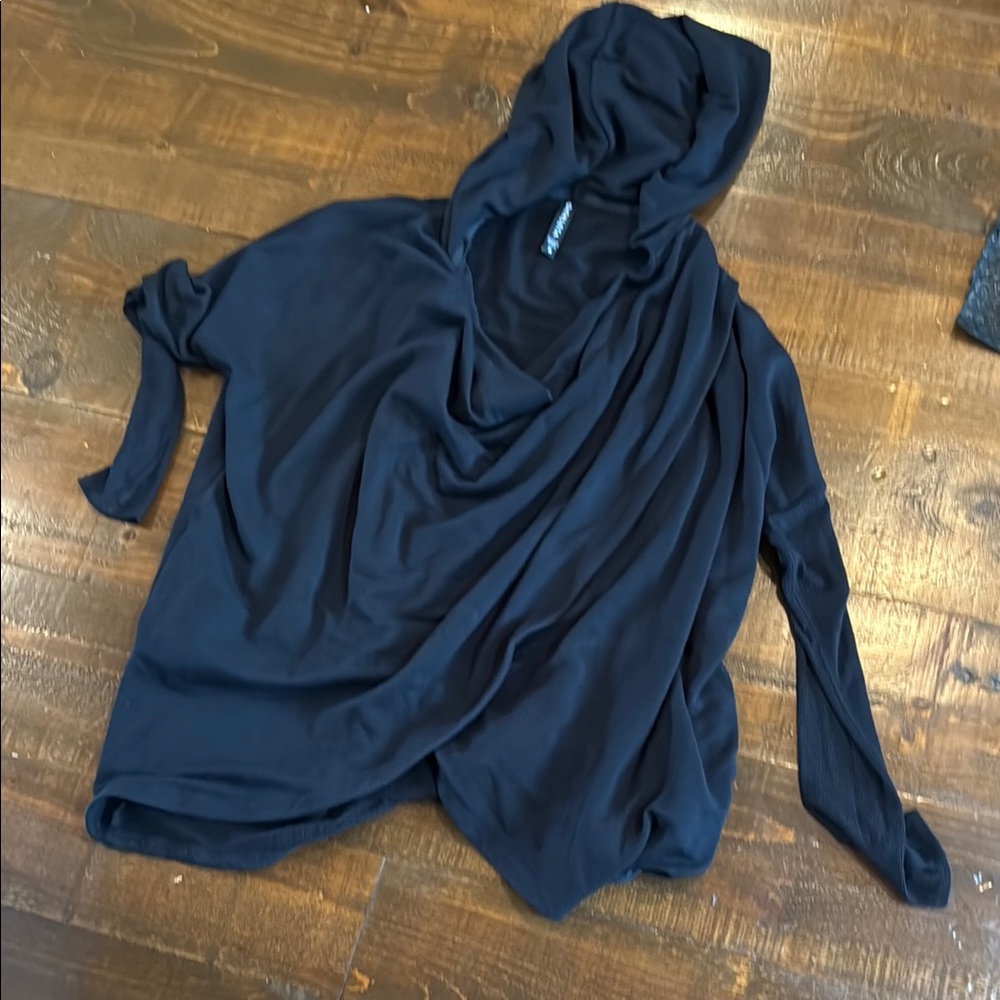 Black Hooded Drape Top